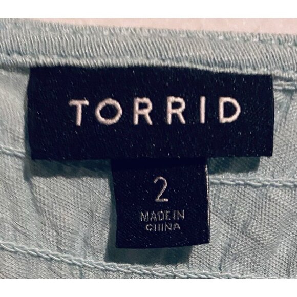 Torrid Top Womens 2X Blue Smocked Peplum Hem Puffy Sleeve Cottagecore Flirty - Picture 5 of 8